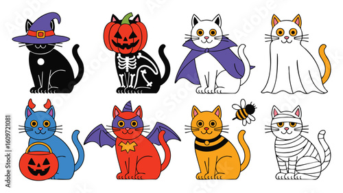 Cute Halloween Cats Festive Felines in Costumes