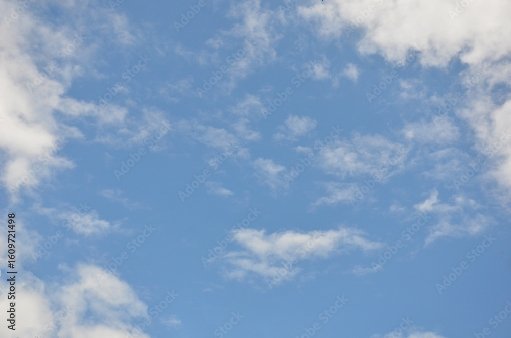 Fototapeta premium Blue sky landscape with light white clouds at the edges.Sky in daytime, nature , beautiful weather, environment.