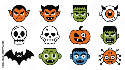 Halloween Icons Monsters Pumpkins More