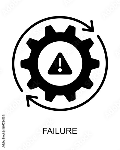 Gear with Warning Sign Representing Failure Issue Icon