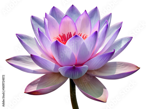 A beautiful purple and pink lotus flower in full bloom isolated on transparent background