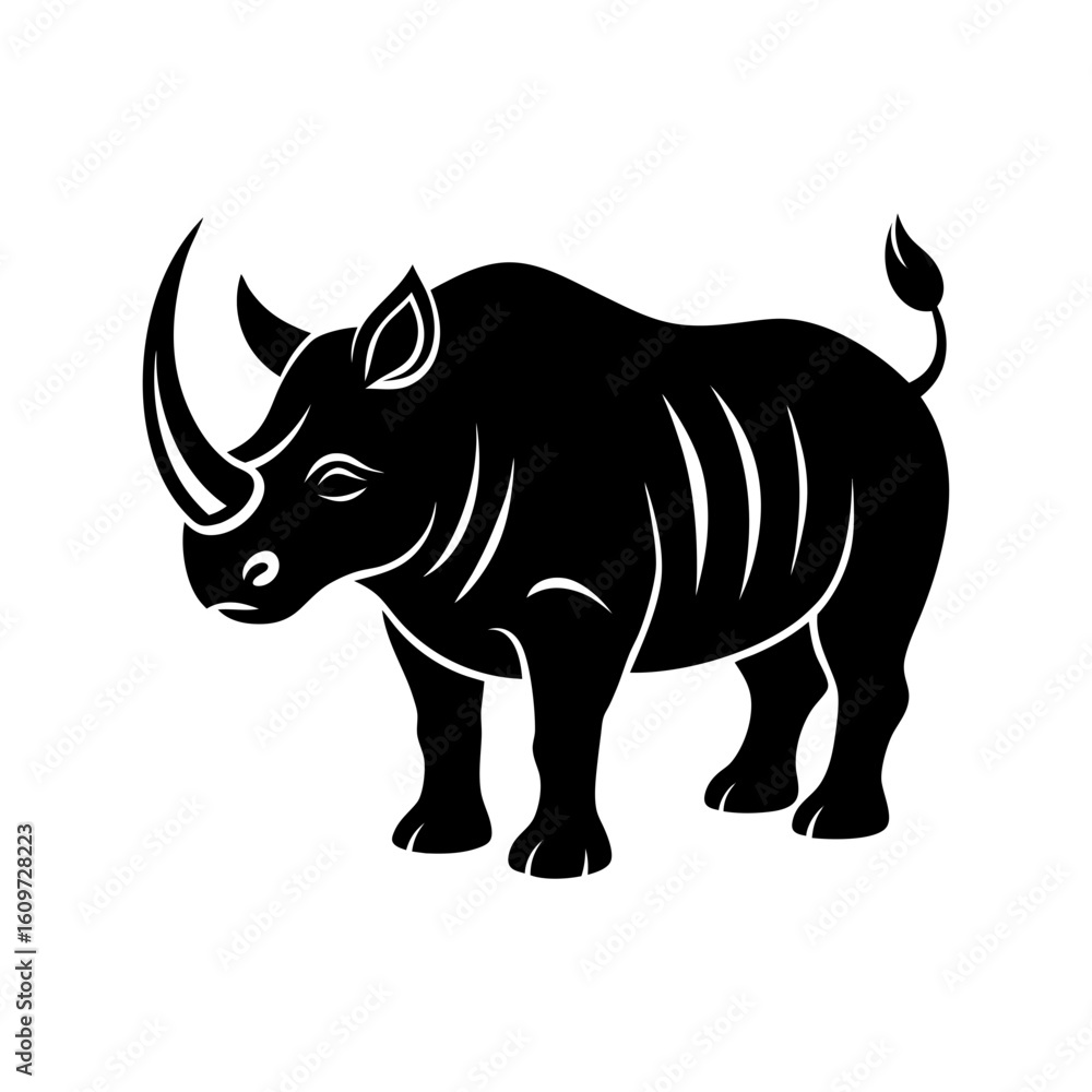 Fototapeta premium rhinoceros with bold horns vector illustration