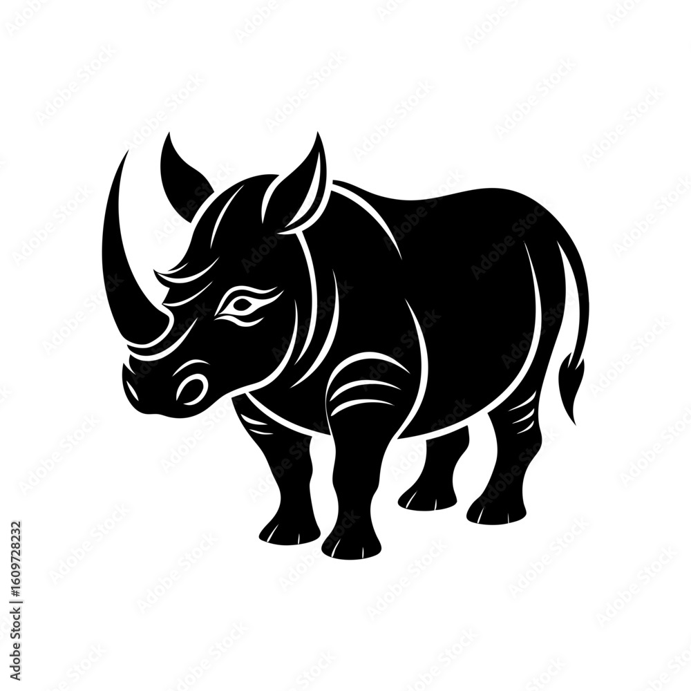 Fototapeta premium rhinoceros with bold horns vector illustration