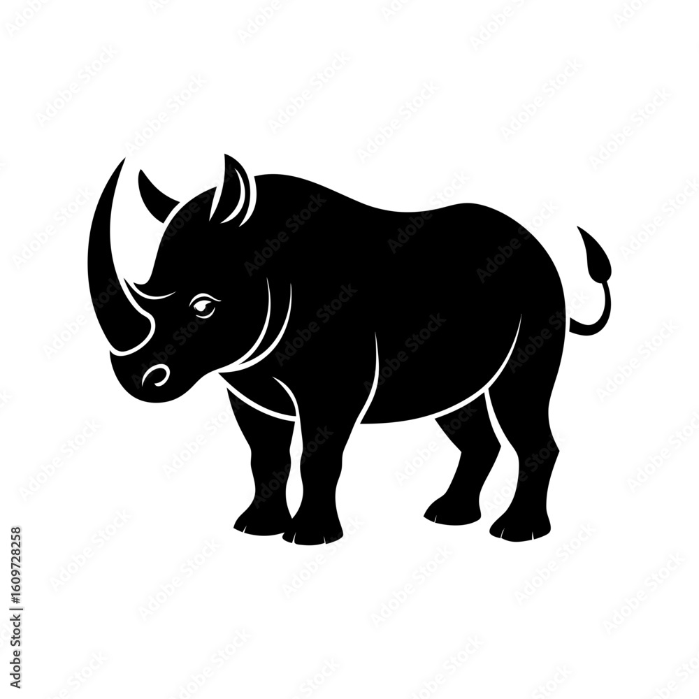 Fototapeta premium rhinoceros with bold horns vector illustration