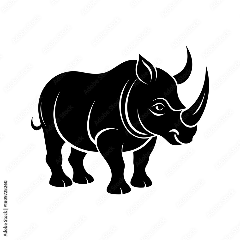 Fototapeta premium rhinoceros with bold horns vector illustration