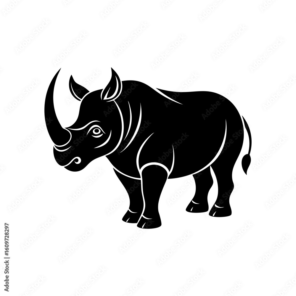 Fototapeta premium rhinoceros with bold horns vector illustration