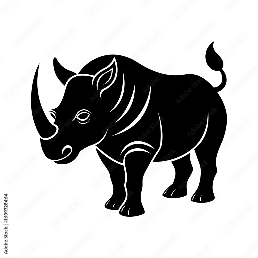 Obraz premium rhinoceros with bold horns vector illustration