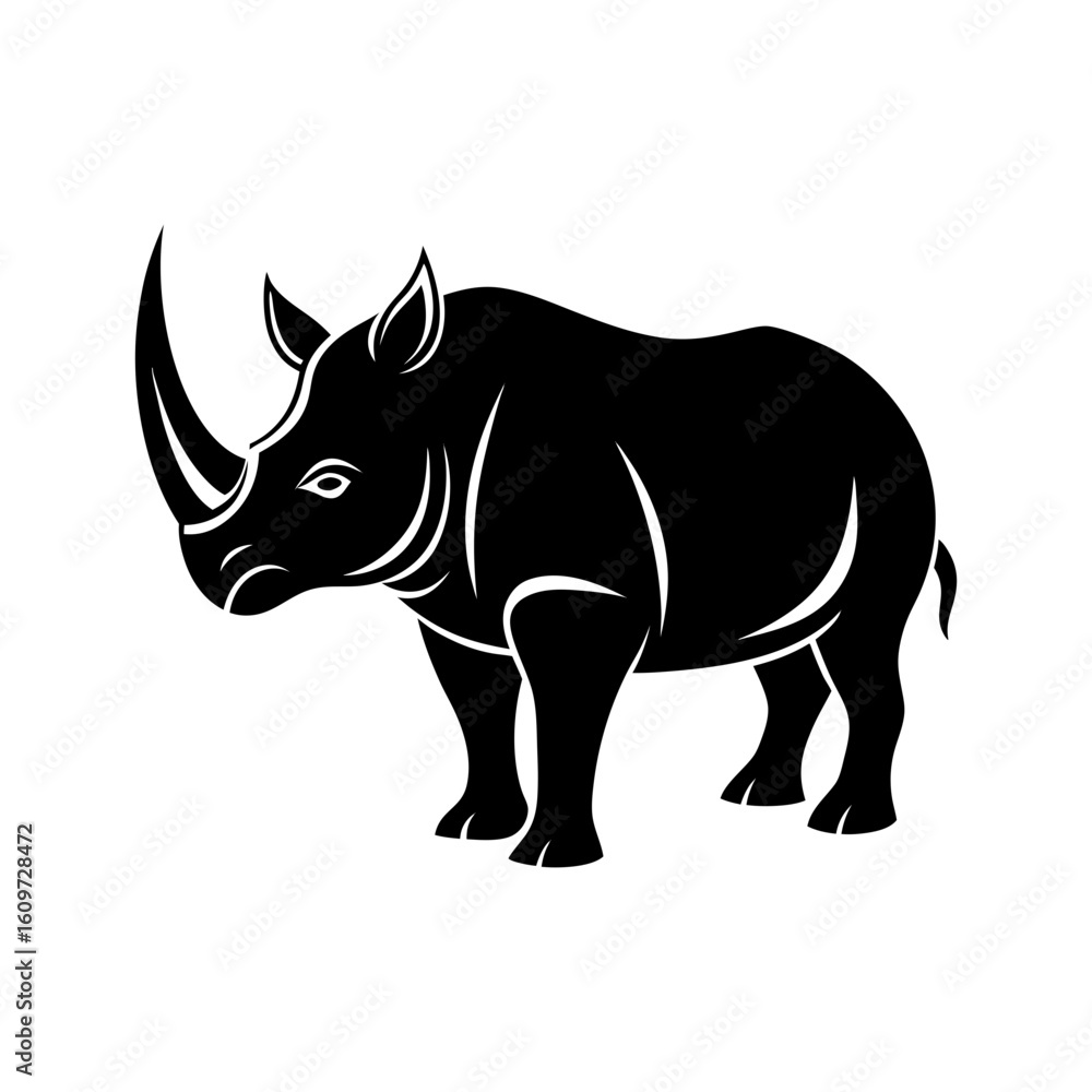 Fototapeta premium rhinoceros with bold horns vector illustration