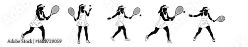 Female Tennis Player Silhouette Vector Collection – Sports Action Illustrations