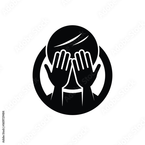 Person covering face with hands icon symbolizing shame or despair