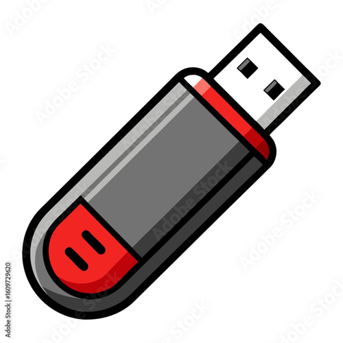 Minimalist USB Flash Drive Icon Vector Art