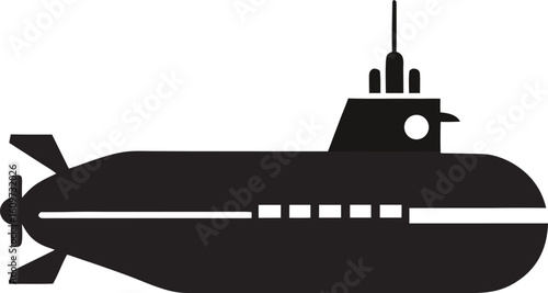 Black submarine vessel with propeller and periscope watercraft naval