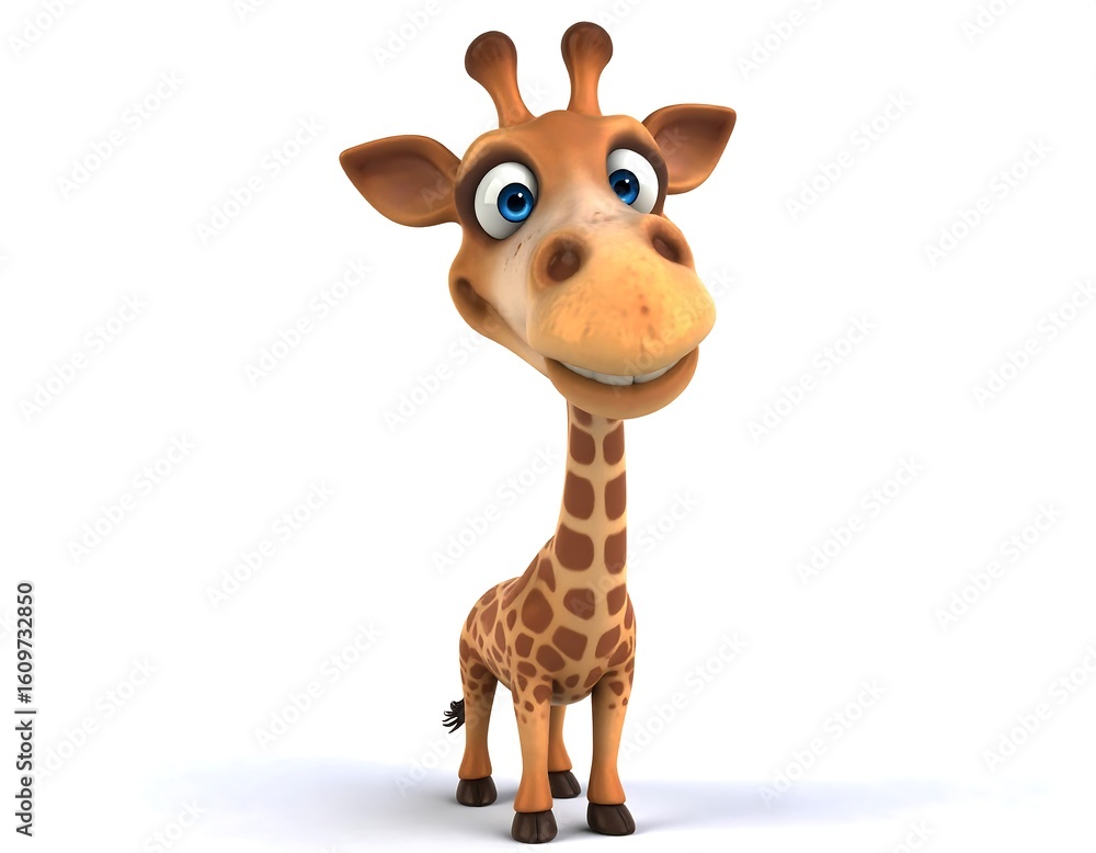 Fototapeta premium Cartoon giraffe, happy expression