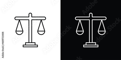 Balance scale icon linear vector icon. Editable stroke lines.