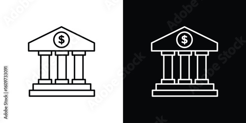 Bank icon linear vector icon. Editable stroke lines.