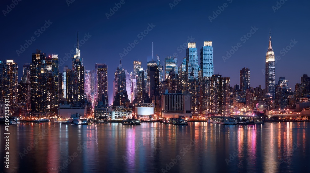 Obraz premium New York City Manhattan midtown skyline at night