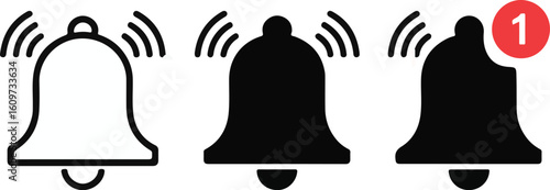 Notification bell with notification icon.Bell, notification icon.Vector ringing bell and notification number sign for alarm clock and smartphone application alert