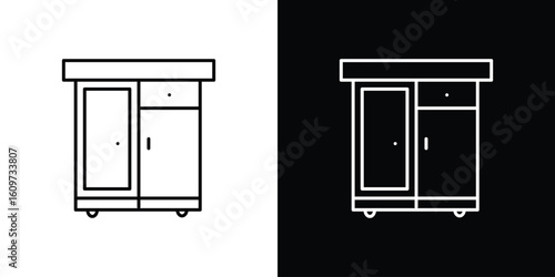 Cabinet icon linear vector icon. Editable stroke lines.