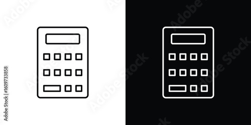 Calculator icon linear vector icon. Editable stroke lines.