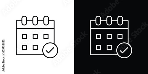 Calendar check icon linear vector icon. Editable stroke lines.
