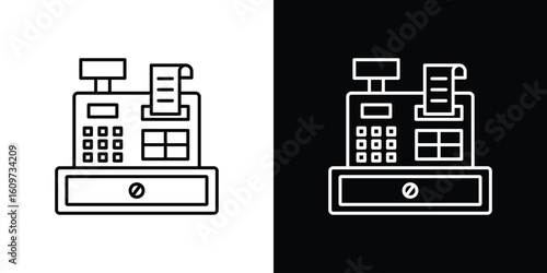 Cash register icon linear vector icon. Editable stroke lines.