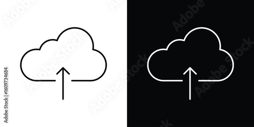 Cloud upload icon linear vector icon. Editable stroke lines.