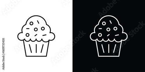 Cupcake icon linear vector icon. Editable stroke lines.
