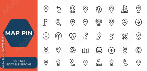 Map pin icons set. Location marker pointers. Flat vector illustration of point location pins to mark spots on map. Pin location symbols for navigation, GPS, direction, travel, and maps and more.