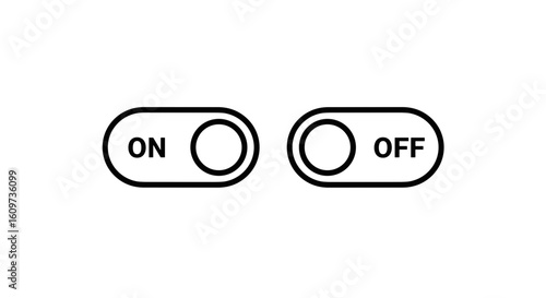 Toggle switch icon with ON and OFF labels in minimal style  