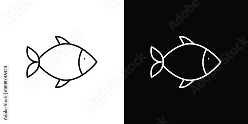 Fish icon linear vector icon. Editable stroke lines.