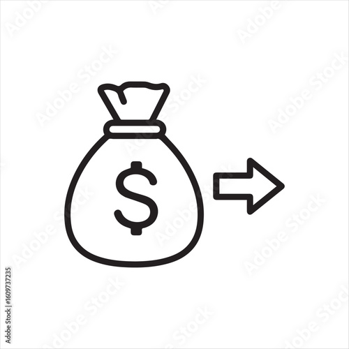 Outgoing Funds An Illustration of Financial Transactions a Bag of Money Moving Forward A Graphic Representation of Outbound Payments