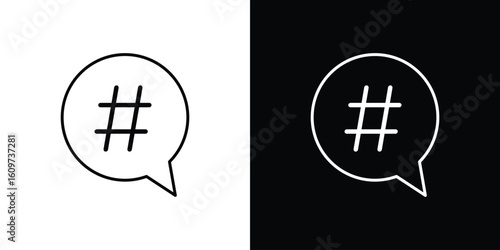 Hashtag icon linear vector icon. Editable stroke lines.