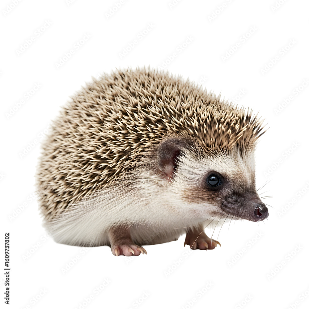 Fototapeta premium Adorable hedgehog portrait against black background