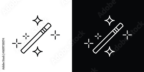 Magic wand icon linear vector icon. Editable stroke lines.
