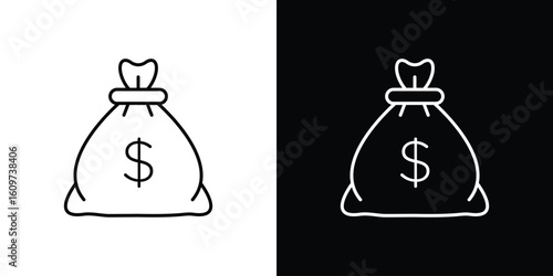 Money bag icon linear vector icon. Editable stroke lines.