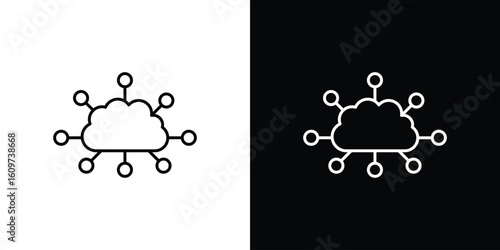 Network cloud icon linear vector icon. Editable stroke lines.