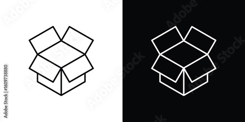 Open box icon linear vector icon. Editable stroke lines.