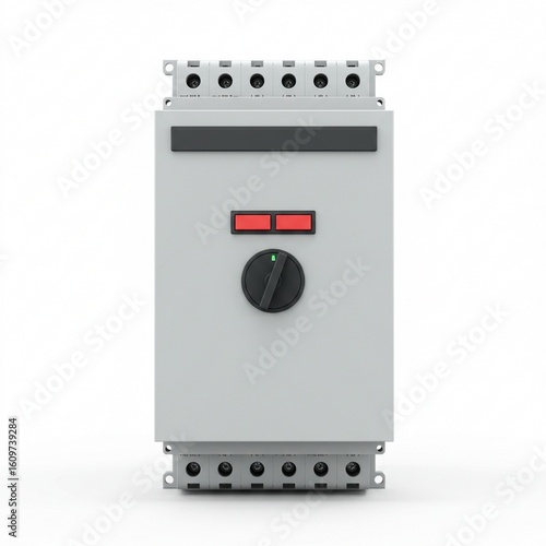 A close-up view of a grey electrical control panel with a rotary switch.