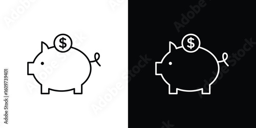 Piggy bank icon linear vector icon. Editable stroke lines.