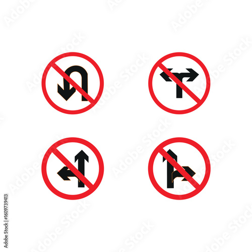 Free Download Traffic Direction Prohibition Signs Set - GFXLoad