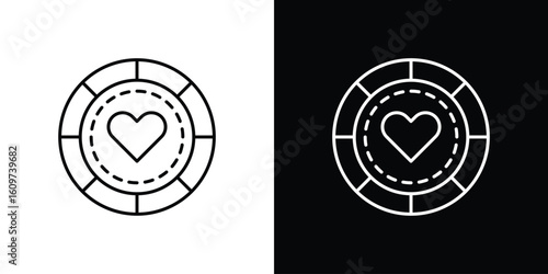 Poker chip icon linear vector icon. Editable stroke lines.