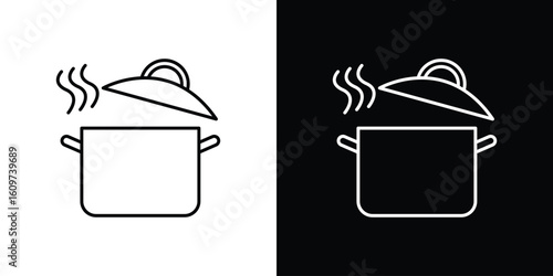 Pot icon linear vector icon. Editable stroke lines.