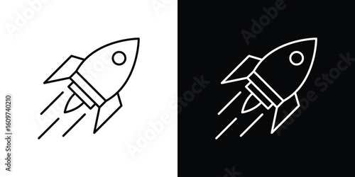 Rocket launch icon linear vector icon. Editable stroke lines.