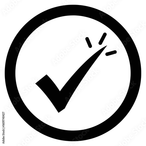 Vector illustration of a bold checkmark inside a circle, signifying approval, correctness, or completion of a task