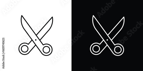 Scissors icon linear vector icon. Editable stroke lines.