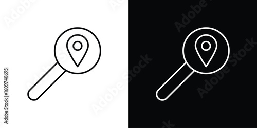 Search Location icon linear vector icon. Editable stroke lines.