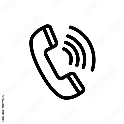 Vector illustration of a classic telephone handset icon with sound waves emanating from it, symbolizing communication and calls