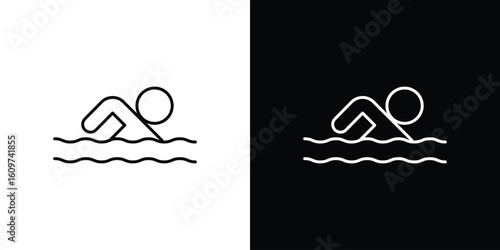 Swimmer icon linear vector icon. Editable stroke lines.