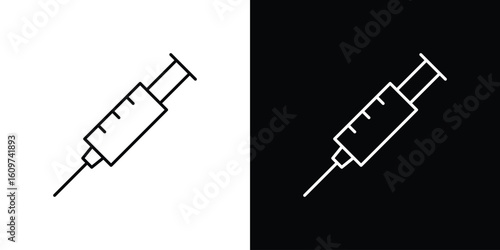 Syringe icon linear vector icon. Editable stroke lines.