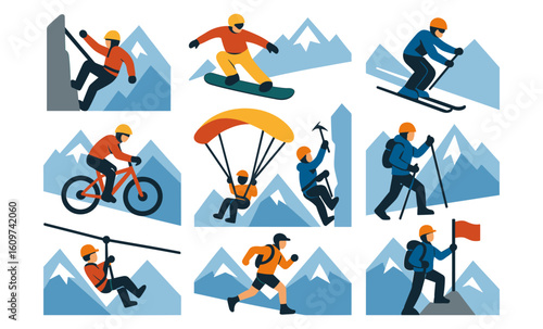 Outdoor adventures: hiking, climbing, and winter sports in minimalist design